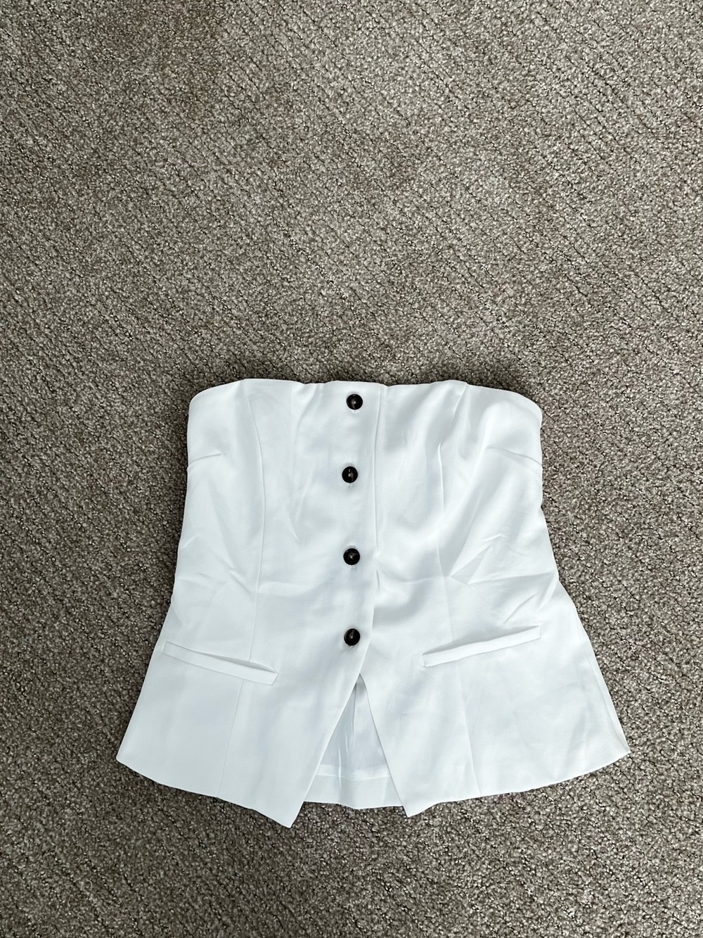 Monteau White Strapless Button-Front Bustier Top
